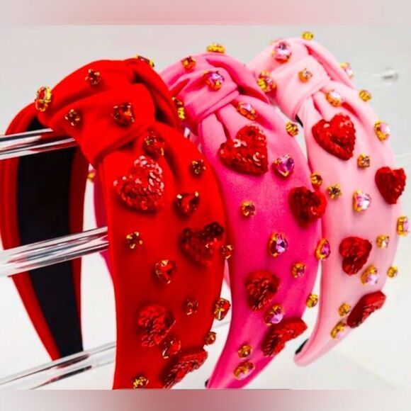 Beautiful Red Heart Embellished Headband *Only have one red rose color - Picture 1 of 6